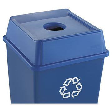 Rubbermaid® Commercial Untouchable Bottle And Can Recycling Top, Square, 20.13w X 20.13d X 6.25h, Blue freeshipping - TVN Wholesale